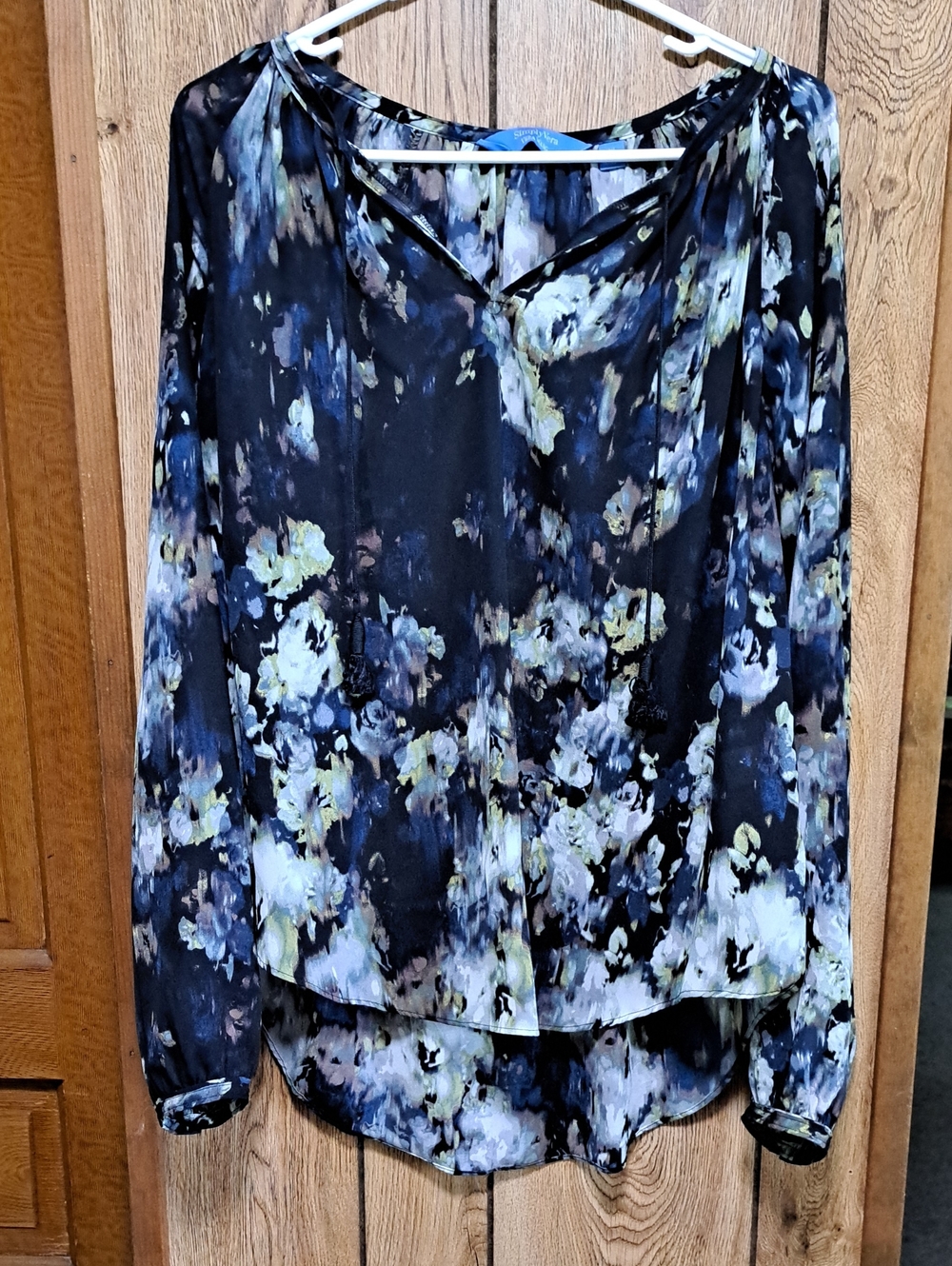 Simply Vera Vera Wang Black Floral Sheer Blouse Size XL
